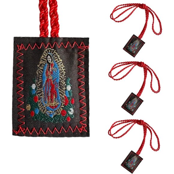 Jewelry - 3 Pack Brown Escapulario De La Virgen Del Carmen, Green San Judas Tadeo Escapula